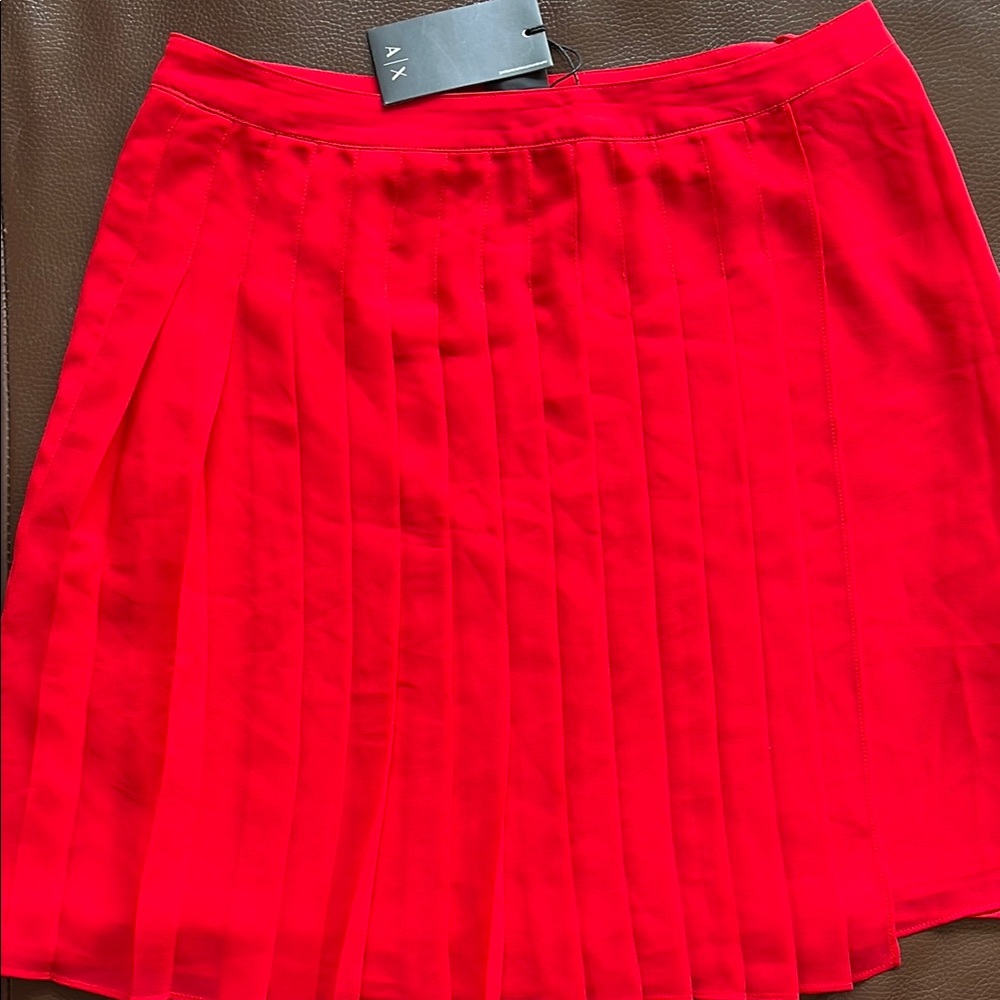 Armani Exchange Women's Red Pleated Skirt